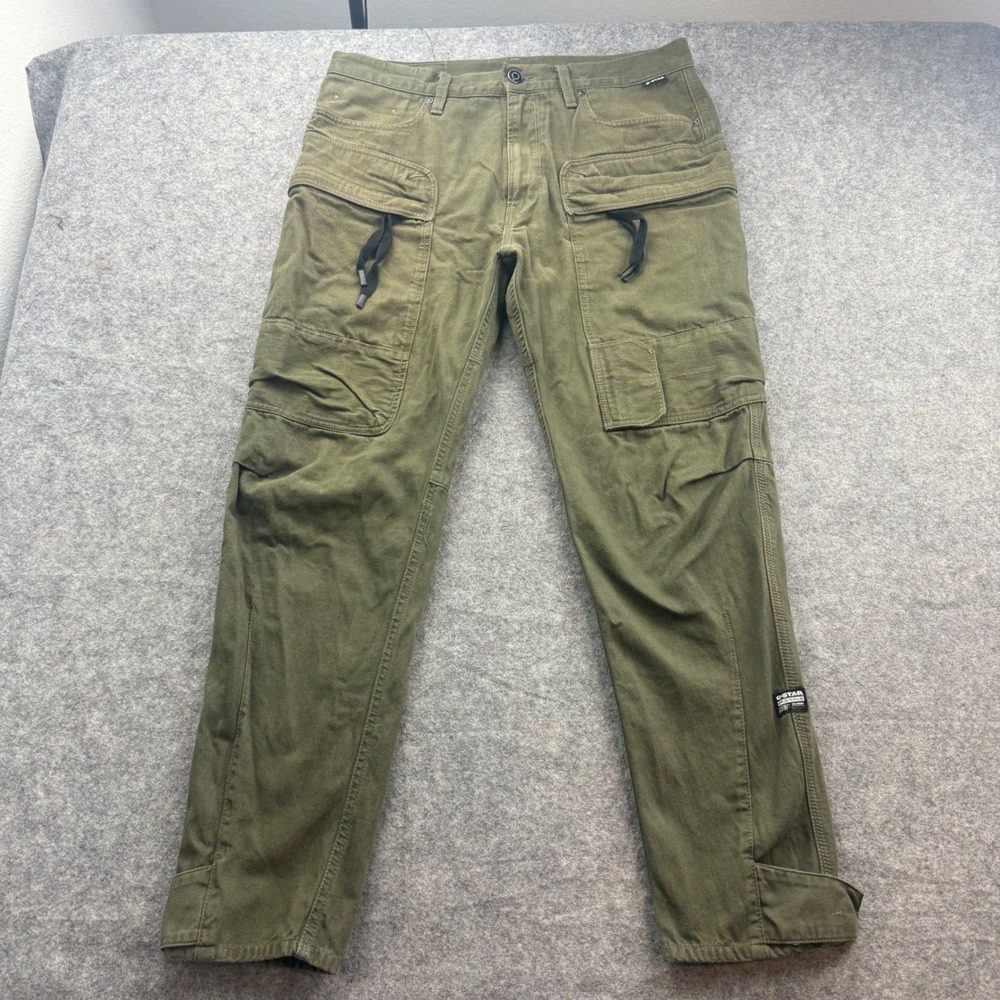 G Star Raw Mega Pocket Cargo Pants Mens 34x30 Olive Green Utility 3D cotton